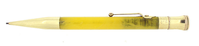 CIRCA 1925 AUTOPOINT BELL TOP AMBER FACETED FULL LENGTH MECHANICAL PENCIL OFFERED BY ANTIQUE DIGGER