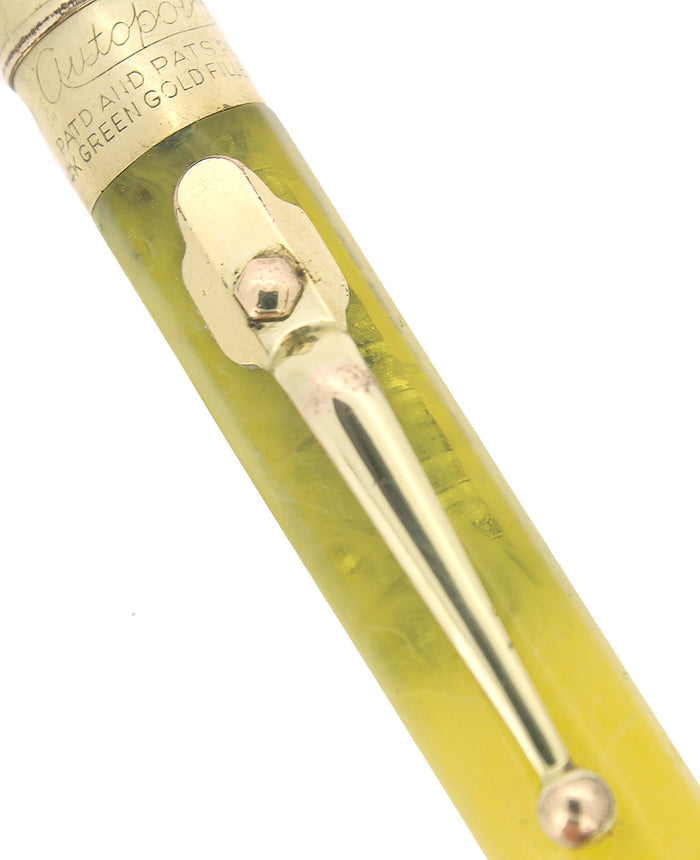 CIRCA 1925 AUTOPOINT BELL TOP AMBER FACETED FULL LENGTH MECHANICAL PENCIL OFFERED BY ANTIQUE DIGGER