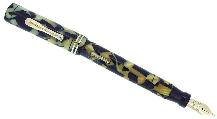 CIRCA 1925 CONKLIN SENIOR ENDURA BLACK & PEARL CELLULOID FOUNTAIN PEN RESTORED OFFERED BY ANTIQUE DIGGER