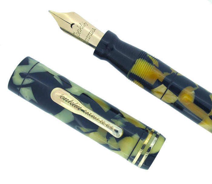 CIRCA 1925 CONKLIN SENIOR ENDURA BLACK & PEARL CELLULOID FOUNTAIN PEN RESTORED OFFERED BY ANTIQUE DIGGER