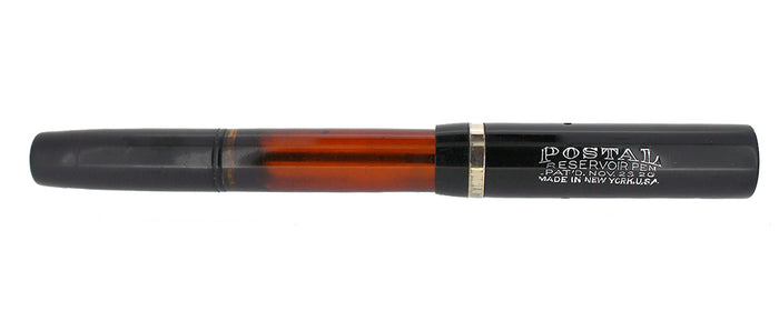CIRCA 1925 POSTAL RESERVOIR BLACK FOUNTAIN PEN F to BBB+ FLEXIBLE NIB IN RESTORED CONDITION OFFERED BY ANTIQUE DIGGER