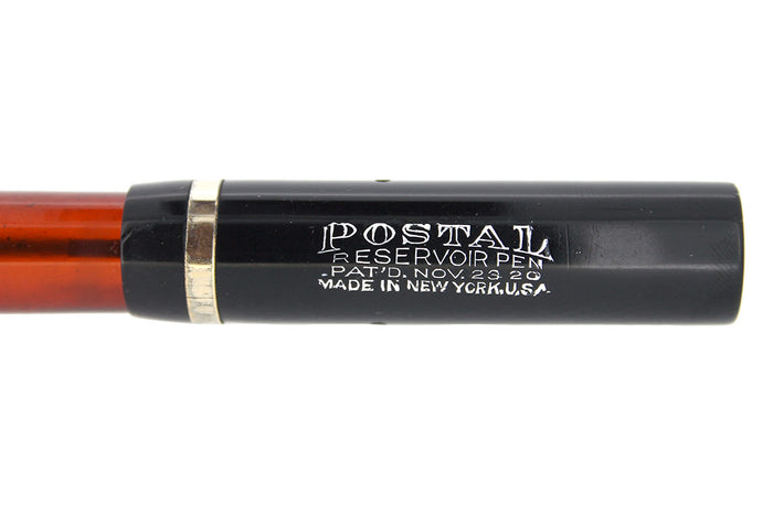 CIRCA 1925 POSTAL RESERVOIR BLACK FOUNTAIN PEN F to BBB+ FLEXIBLE NIB IN RESTORED CONDITION OFFERED BY ANTIQUE DIGGER