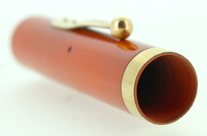 CIRCA 1927 WATERMAN 52 CARDINAL RED HARD RUBBER FOUNTAIN PEN CAP 18K GOLD FILLED TRIM OFFERED BY ANTIQUE DIGGER