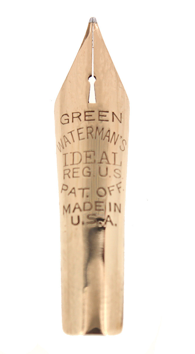 1920S WATERMAN #7 GREEN 14K KEYHOLE FOUNTAIN PEN NIB OFFERED BY ANTIQUE DIGGER