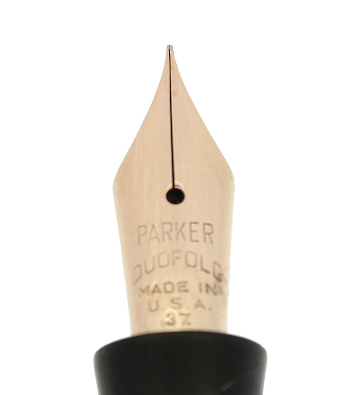 CIRCA 1928 PARKER DUOFOLD JR BLUE ON WHITE LAPIS FOUNTAIN PEN RESTORED OFFERED BY ANTIQUE DIGGER