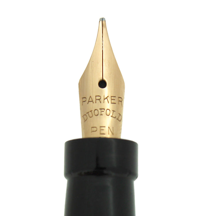 CIRCA 1929 PARKER DUOFOLD LAPIS WHITE ON BLUE FOUNTAIN PEN LUCKY CURVE NEAR MINT OFFERED BY ANTIQUE DIGGER
