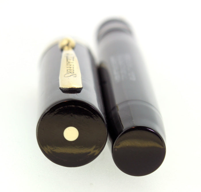 CIRCA 1929 SHEAFFER SENIOR FLAT TOP JET BLACK FOUNTAIN PEN RESTORED OFFERED BY ANTIQUE DIGGER