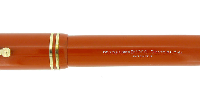 CIRCA 1930 PARKER DUOFOLD SENIOR STREAMLINE RED DUOFOLD FOUNTAIN PEN RESTORED OFFERED BY ANTIQUE DIGGER