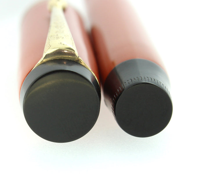 CIRCA 1930 PARKER DUOFOLD SENIOR STREAMLINE RED DUOFOLD FOUNTAIN PEN RESTORED OFFERED BY ANTIQUE DIGGER