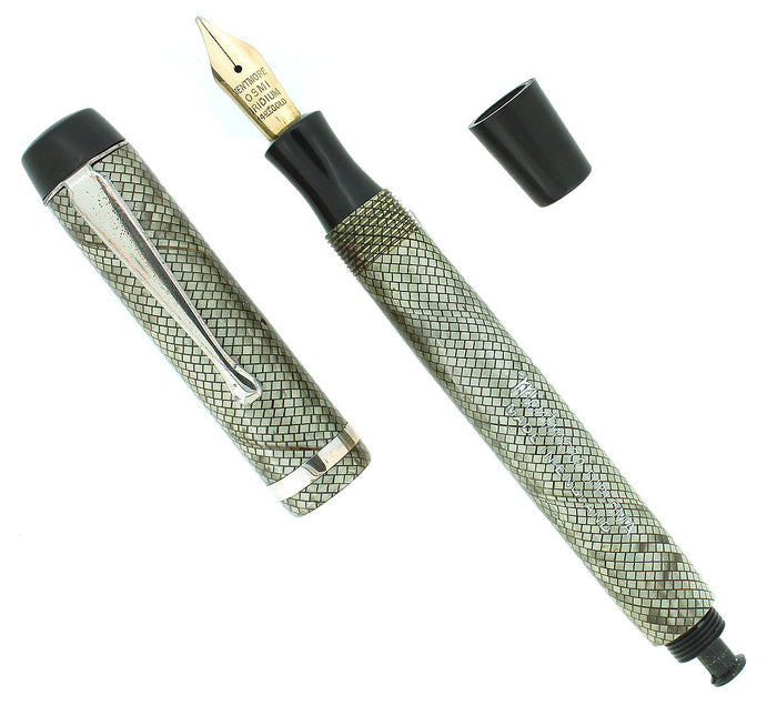 CIRCA 1930S MENTMORE DIPLOMA LIZARD PATTERN FOUNTAIN PEN RESTORED OFFERED BY ANTIQUE DIGGER