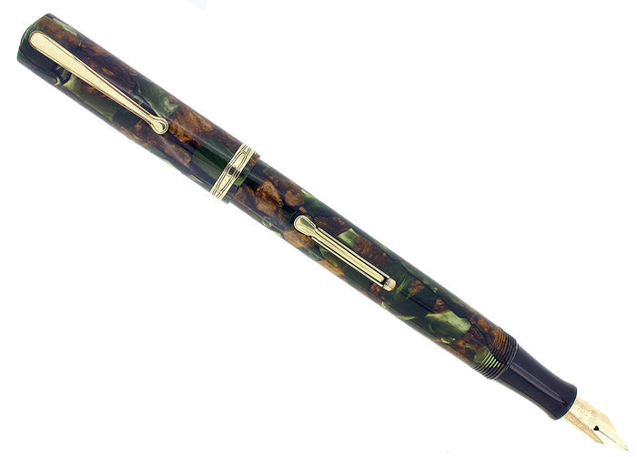 CIRCA 1930S WATERMAN 94 MOSS AGATE FOUNTAIN PEN F-BB FLEX 14K #4 NIB RESTORED OFFERED BY ANTIQUE DIGGER