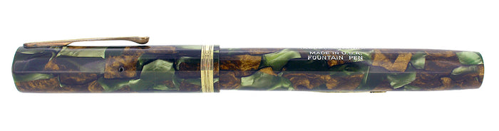 CIRCA 1930S WATERMAN 94 MOSS AGATE FOUNTAIN PEN F-BB FLEX 14K #4 NIB RESTORED OFFERED BY ANTIQUE DIGGER