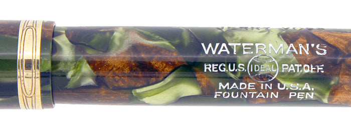 CIRCA 1930S WATERMAN 94 MOSS AGATE FOUNTAIN PEN F-BB FLEX 14K #4 NIB RESTORED OFFERED BY ANTIQUE DIGGER