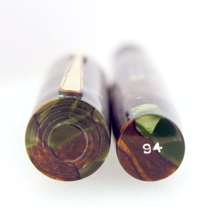 CIRCA 1930S WATERMAN 94 MOSS AGATE FOUNTAIN PEN F-BB FLEX 14K #4 NIB RESTORED OFFERED BY ANTIQUE DIGGER