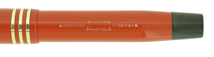 CIRCA 1931 PARKER RED DUOFOLD JUNIORETTE FOUNTAIN PEN RESTORED OFFERED BY ANTIQUE DIGGER