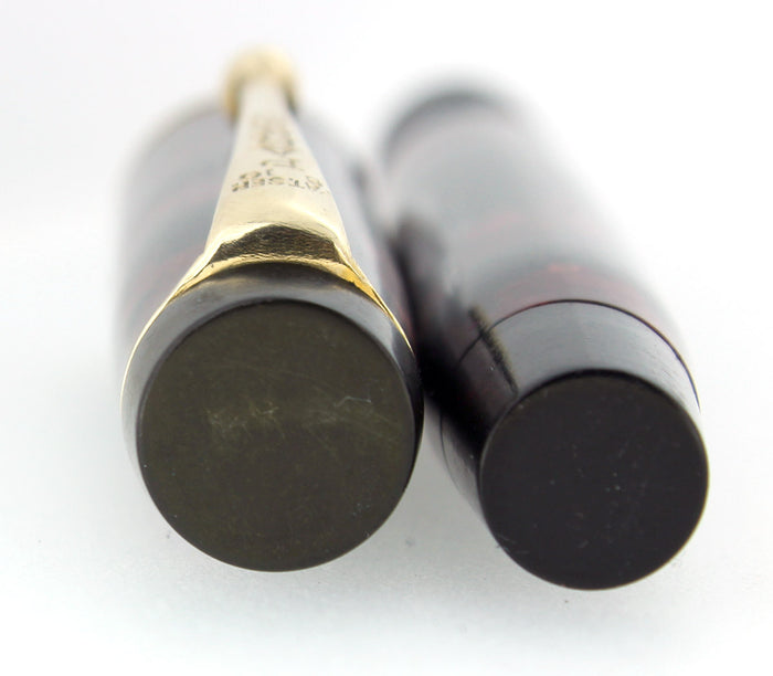 CIRCA 1932 PARKER JUNIOR STREAMLINE DUOFOLD BURGUNDY BLACK FOUNTAIN PEN RESTORED OFFERED BY ANTIQUE DIGGER