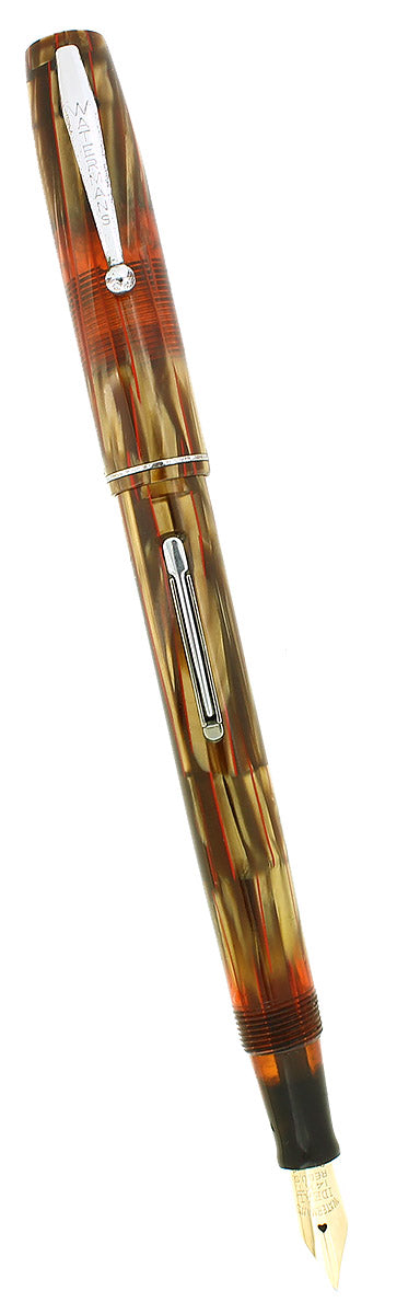 CIRCA 1933 WATERMAN THOROBRED GOLDEN PEARL BRONZE W/RED VEINS FOUNTAIN PEN RESTORED OFFERED BY ANTIQUE DIGGER