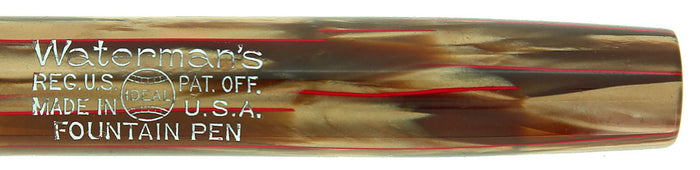 CIRCA 1933 WATERMAN THOROBRED GOLDEN PEARL BRONZE W/RED VEINS FOUNTAIN PEN RESTORED OFFERED BY ANTIQUE DIGGER
