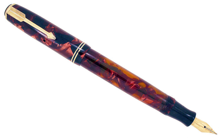 CIRCA 1934 PARKER BURGUNDY MOTTLED DOUBLE JEWEL VACUMATIC JR FOUNTAIN PEN RESTORED OFFERED BY ANTIQUE DIGGER