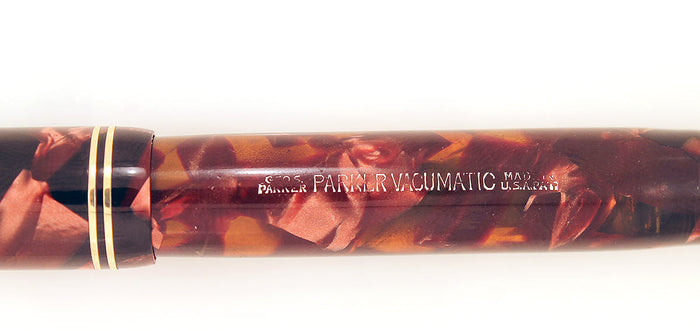 CIRCA 1934 PARKER BURGUNDY MOTTLED DOUBLE JEWEL VACUMATIC JR FOUNTAIN PEN RESTORED OFFERED BY ANTIQUE DIGGER