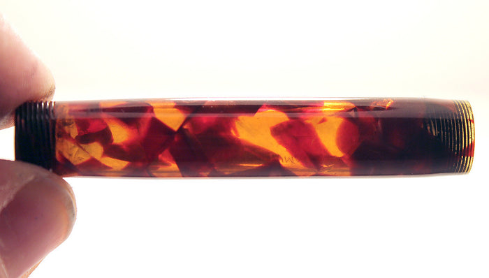 CIRCA 1934 PARKER BURGUNDY MOTTLED DOUBLE JEWEL VACUMATIC JR FOUNTAIN PEN RESTORED OFFERED BY ANTIQUE DIGGER