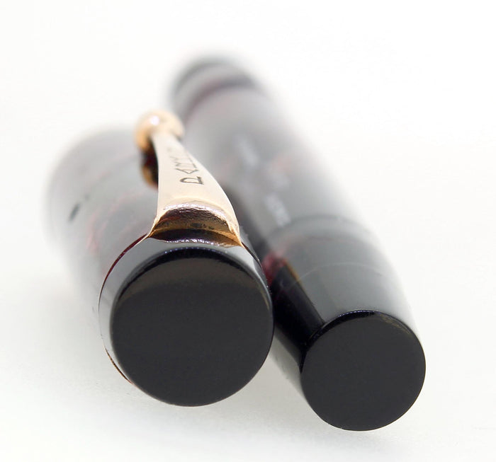 CIRCA 1934 PARKER JR STREAMLINE DUOFOLD BURGUNDY BLACK FOUNTAIN PEN RESTORED OFFERED BY ANTIQUE DIGGER