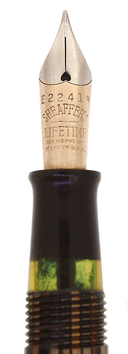 CIRCA 1938 WHITE DOT SHEAFFER GOLDEN BROWN BALANCE FOUNTAIN PEN RESTORED OFFERED BY ANTIQUE DIGGER