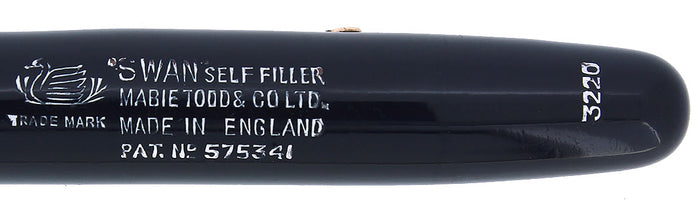 CIRCA 1940S MABIE TODD SWAN 3220 MIDNIGHT BLUE GOLD FILLED TRIM FOUNTAIN PEN RESTORED OFFERED BY ANTIQUE DIGGER