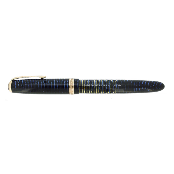 CIRCA 1942 PARKER VACUMATIC AZURE BLUE PEARL FOUNTAIN PEN RESTORED NEAR MINT
