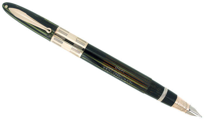 C1942 SHEAFFER TRIUMPH EMERALD PEARL LIFETIME FOUNTAIN PEN PLUNGER FILL RESTORED OFFERED BY ANTIQUE DIGGER