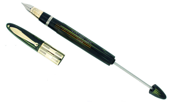 C1942 SHEAFFER TRIUMPH EMERALD PEARL LIFETIME FOUNTAIN PEN PLUNGER FILL RESTORED OFFERED BY ANTIQUE DIGGER