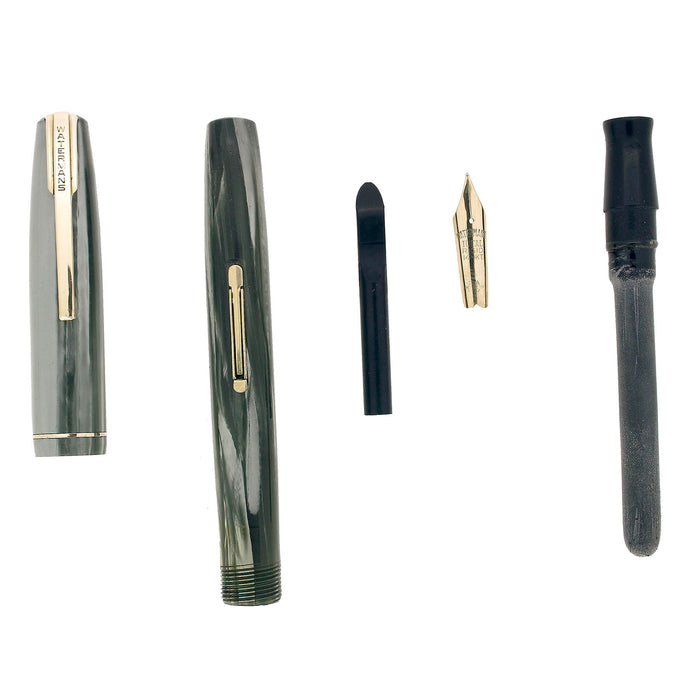 CIRCA 1942 WATERMAN STALWART GREY PEARL FOUNTAIN PEN RESTORED OFFERED BY ANTIQUE DIGGER