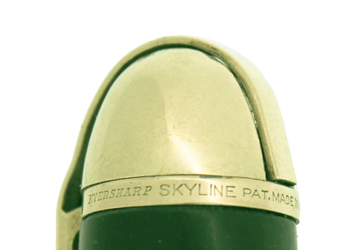 CIRCA 1943 EVERSHARP SKYLINE DARK GREEN FOUNTAIN PEN DEMI SIZE RESTORED OFFERED BY ANTIQUE DIGGER