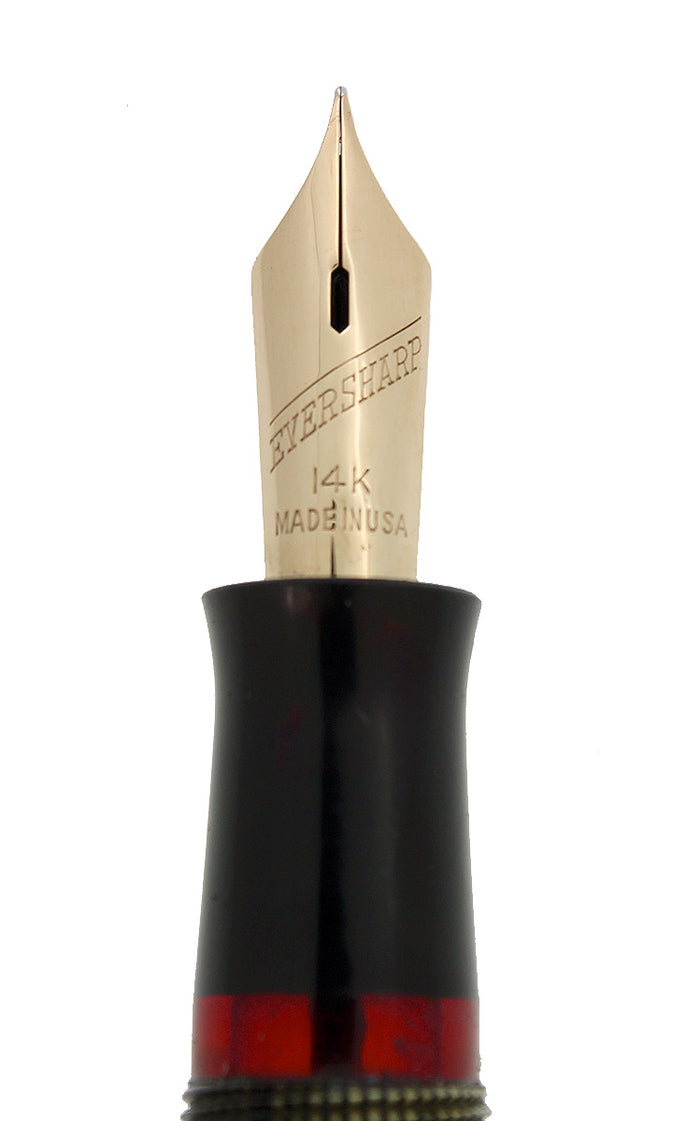 CIRCA 1943 EVERSHARP SKYLINE GRAY MOIRE CELLULOID FOUNTAIN PEN RESTORED OFFERED BY ANTIQUE DIGGER