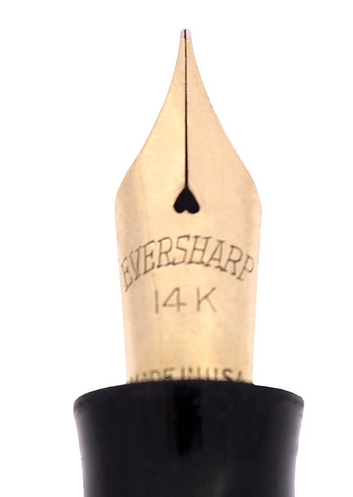 CIRCA 1943 EVERSHARP SKYLINE GREEN MOIRE CELLULOID FOUNTAIN PEN RESTORED OFFERED BY ANTIQUE DIGGER