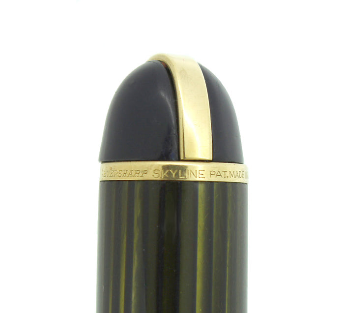 CIRCA 1943 EVERSHARP SKYLINE STANDARD SIZE FOUNTAIN PEN F - BB FLEX NIB RESTORED OFFERED BY ANTIQUE DIGGER