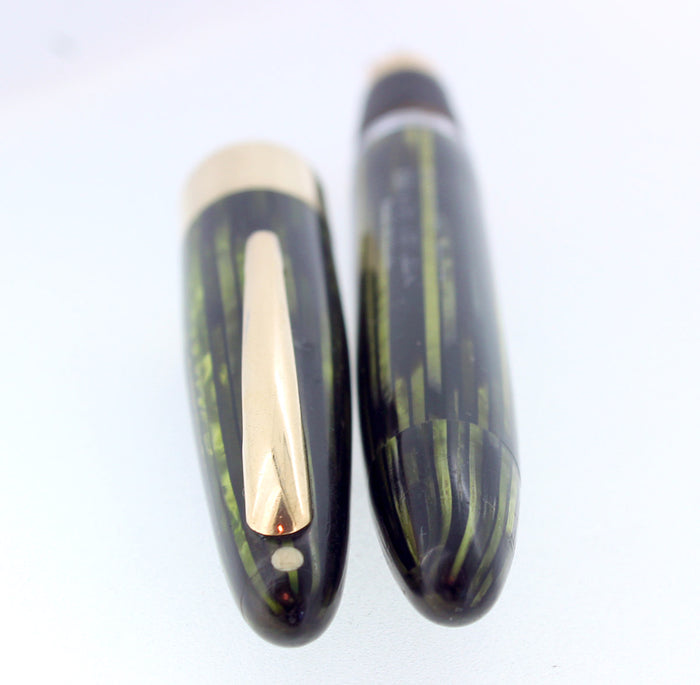 CIRCA 1945 SHEAFFER TRIUMPH 1250 MARINE GREEN LIFETIME BALANCE FOUNTAIN PEN RESTORED OFFERED BY ANTIQUE DIGGER