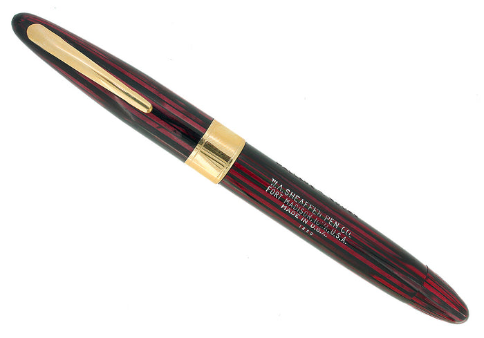 CIRCA 1945 SHEAFFER TRIUMPH CARMINE LIFETIME BALANCE FOUNTAIN PEN RESTORED OFFERED BY ANTIQUE DIGGER
