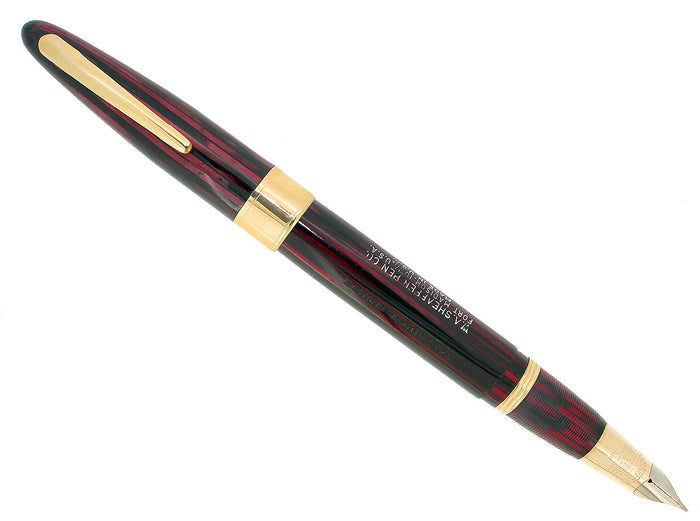 CIRCA 1945 SHEAFFER TRIUMPH CARMINE LIFETIME BALANCE FOUNTAIN PEN RESTORED OFFERED BY ANTIQUE DIGGER