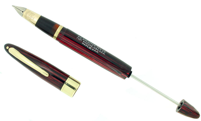 CIRCA 1945 SHEAFFER WHITE DOT CARMINE TRIUMPH FOUNTAIN PEN RESTORED OFFERED BY ANTIQUE DIGGER