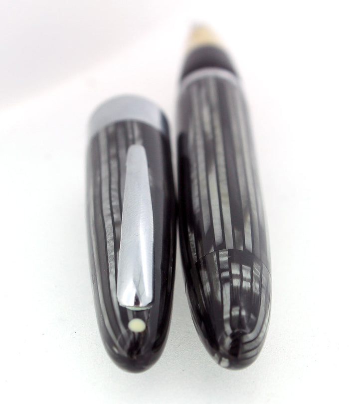 CIRCA 1947 SHEAFFER TRIUMPH VALIANT GRAY PEARL FOUNTAIN PEN PLUNGER FILL RESTORED OFFERED BY ANTIQUE DIGGER