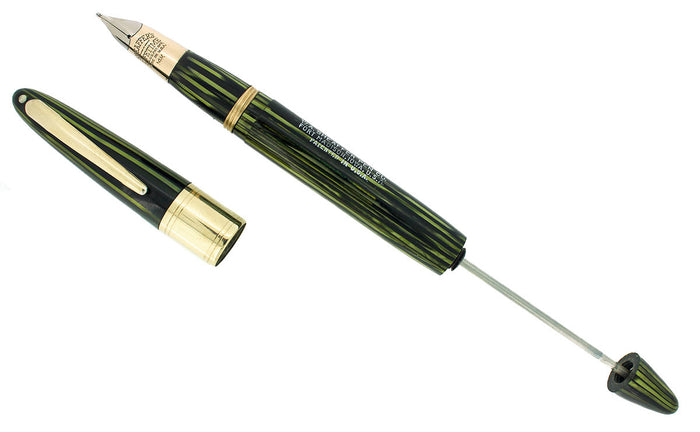 CIRCA 1947 SHEAFFER TRIUMPH VALIANT MARINE GREEN OVERSIZE FOUNTAIN PEN RESTORED OFFERED BY ANTIQUE DIGGER