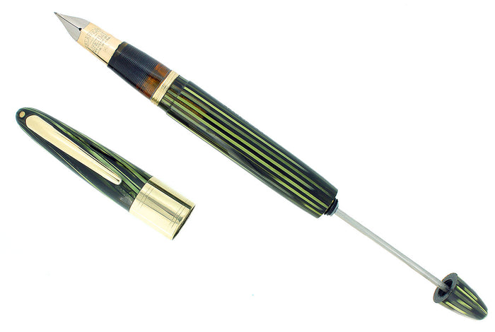 CIRCA 1947 SHEAFFER TRIUMPH VALIANT MARINE GREEN OVERSIZE FOUNTAIN PEN RESTORED OFFERED BY ANTIQUE DIGGER