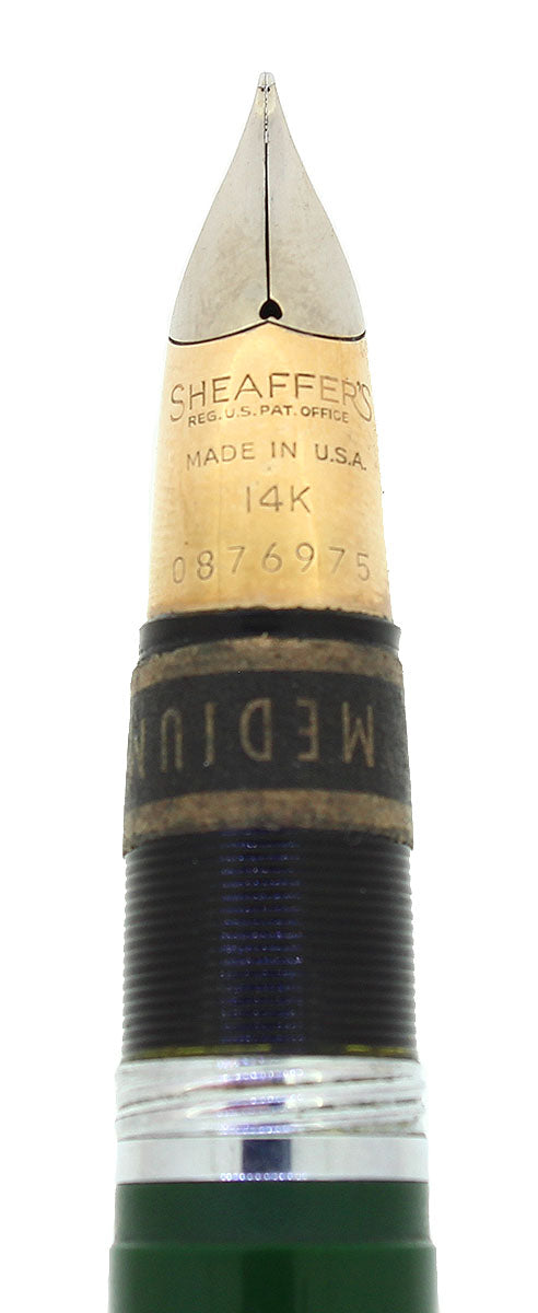 CIRCA 1949 SHEAFFER SENTINEL DELUXE GREEN TOUCHDOWN FOUNTAIN PEN NEVER INKED NOS STICKERED CONDITION OFFERED BY ANTIQUE DIGGER