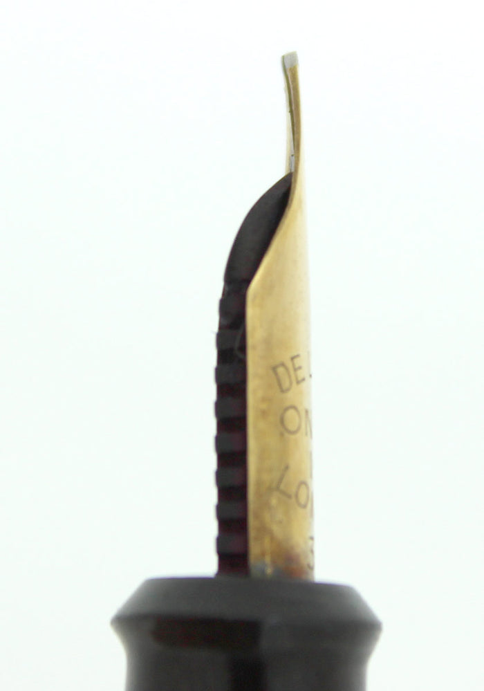 CIRCA 1955 ONOTO DE LA RUE BLUE MARBLED FOUNTAIN PEN ORIG BOX M-BBB FLEX NIB RESTORED OFFERED BY ANTIQUE DIGGER