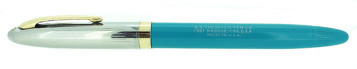CIRCA 1953 SHEAFFER PEACOCK BLUE SENTINEL SNORKEL FOUNTAIN PEN RESTORED OFFERED BY ANTIQUE DIGGER