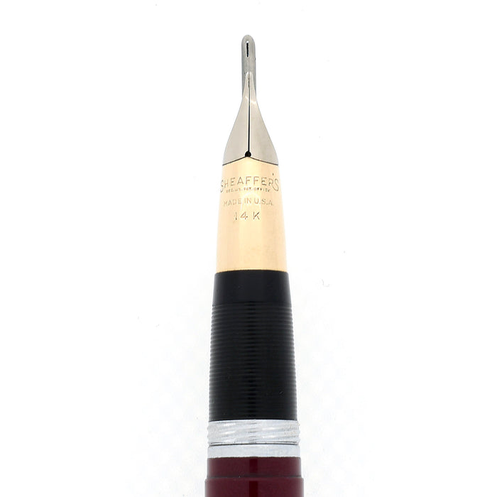 CIRCA 1953 SHEAFFER SENTINEL SNORKEL BURGUNDY 14K MEDIUM NIB FOUNTAIN PEN RESTORED OFFERED BY ANTIQUE DIGGER