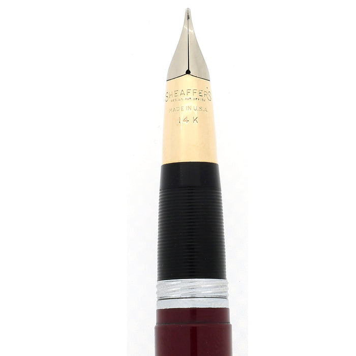 CIRCA 1953 SHEAFFER SENTINEL SNORKEL BURGUNDY 14K MEDIUM NIB FOUNTAIN PEN RESTORED OFFERED BY ANTIQUE DIGGER