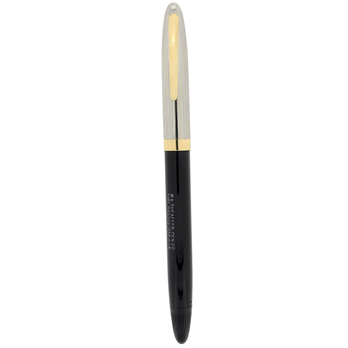 CIRCA 1953 SHEAFFER SENTINEL SNORKEL JET BLACK 14K MEDIUM NIB FOUNTAIN PEN RESTORED OFFERED BY ANTIQUE DIGGER
