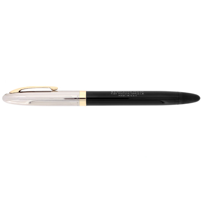 CIRCA 1953 SHEAFFER SENTINEL SNORKEL JET BLACK 14K MEDIUM NIB FOUNTAIN PEN RESTORED OFFERED BY ANTIQUE DIGGER